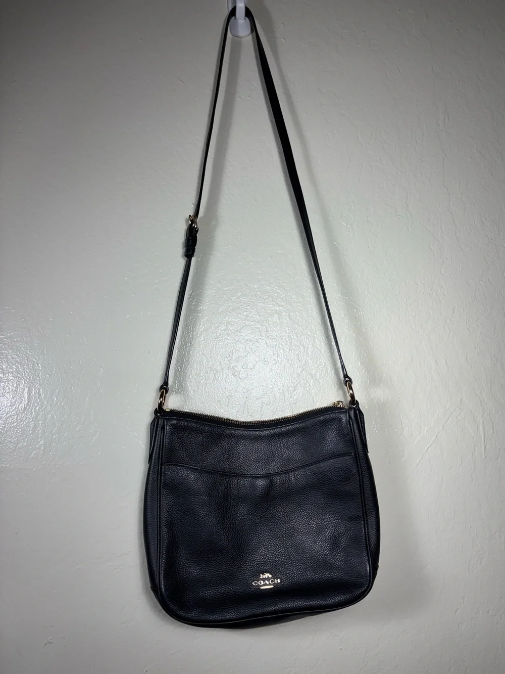 Coach Black Pebbled Leather Shoulder Bag with Gold Hardware